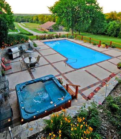 Retreat House pool with Barn in view