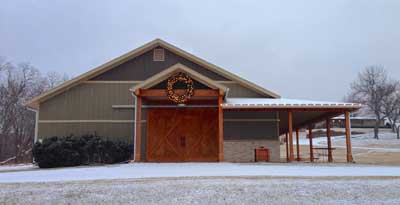 Winter blankets the Blue Sage Barn